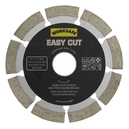 Sealey Ø115 x 22mm Silver Easy Cut Diamond Blade WDEC115