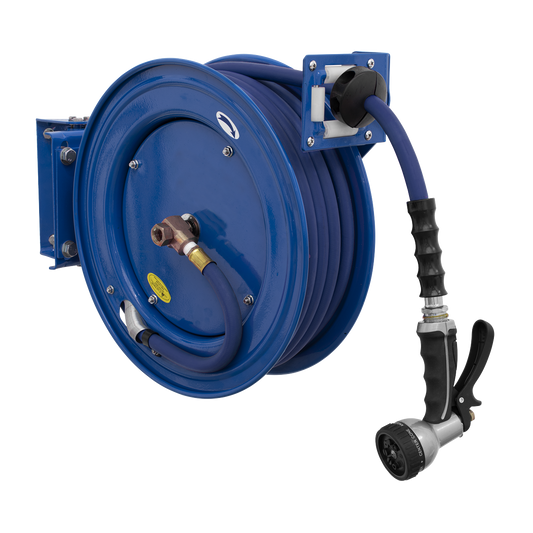 Sealey 15m Heavy-Duty Retractable Water Hose Reel Ø13mm ID Rubber Hose WHR1512