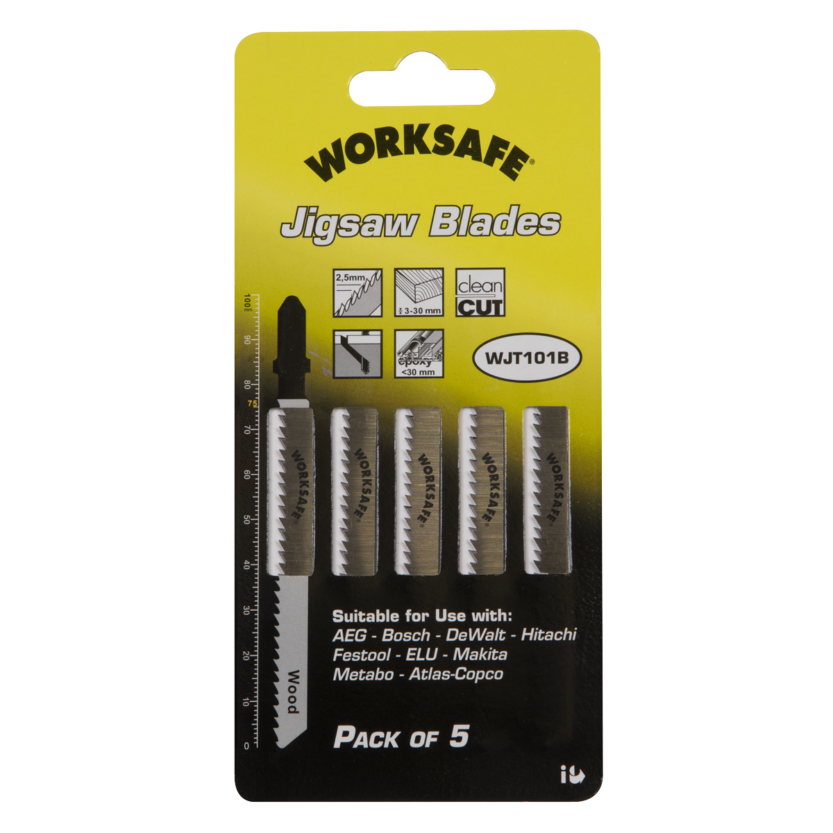 Sealey 75mm 10tpi Jigsaw Blade Wood & Plastics - Pack of 5 WJT101B