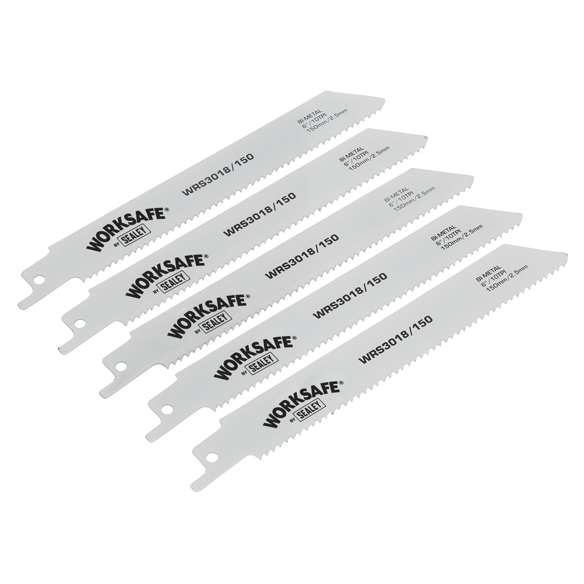 Sealey 150mm 10tpi Reciprocating Saw Blade - Pack of 5 WRS3018/150