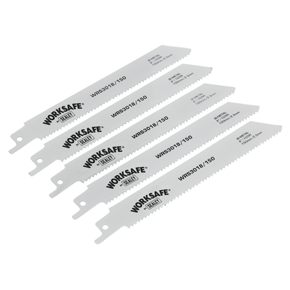 Sealey 150mm 10tpi Reciprocating Saw Blade - Pack of 5 WRS3018/150