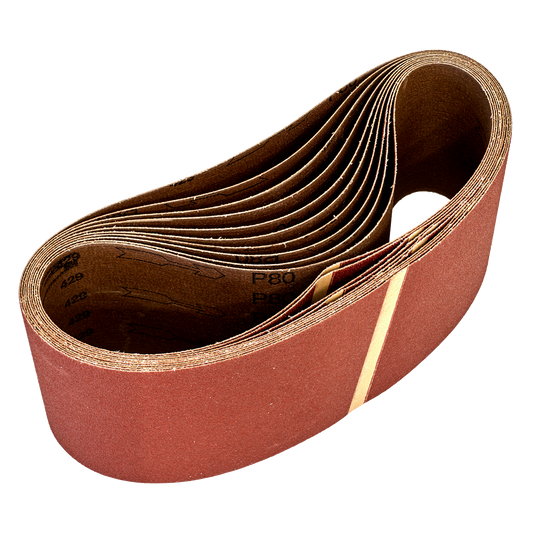 Sealey 100 x 620mm Sanding Belt 80Grit - Pack of 10 WSB6280