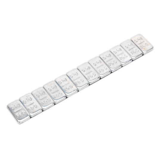 Sealey 5g Adhesive Wheel Weight Strip of 12 - Pack of 100 - Zinc Plated Steel WWSA5