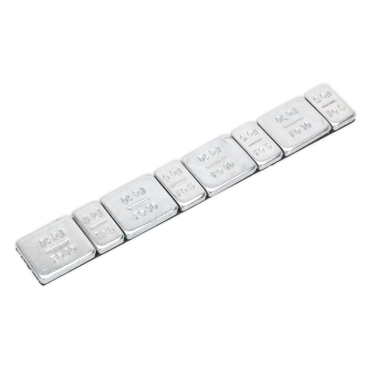 Sealey 5/10g Adhesive Wheel Weight Strip of 8 (4 x Each Weight) - Pack of 100 - Zinc Plated Steel WWSA510