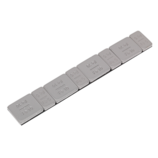 Sealey 5/10g Adhesive Wheel Weight Strip of 8 (4 x Each Weight) - Pack of 100 - Zinc Plated Steel - Plastic Coated WWSA510PC