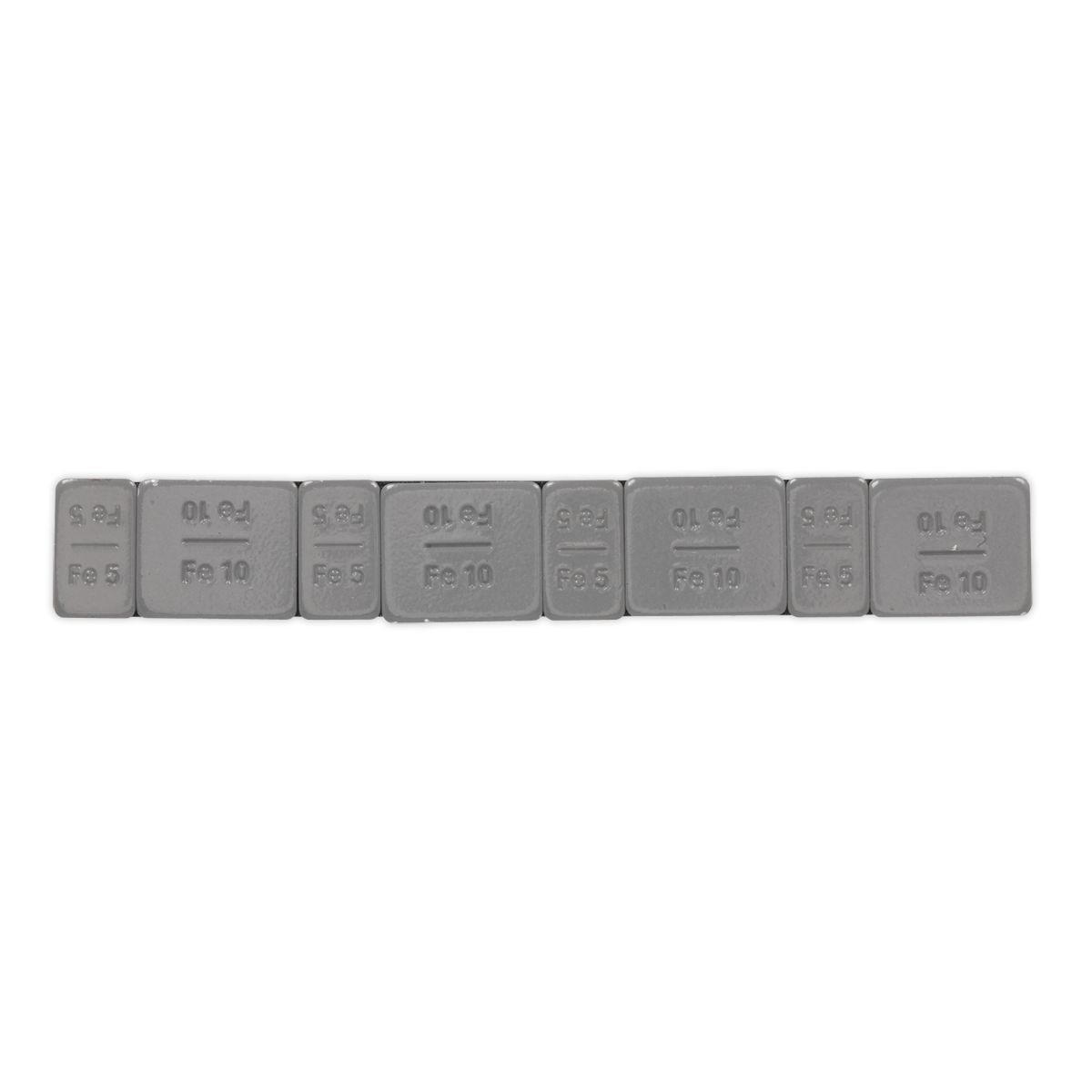 Sealey 5/10g Adhesive Wheel Weight Strip of 8 (4 x Each Weight) - Pack of 100 - Zinc Plated Steel - Plastic Coated WWSA510PC