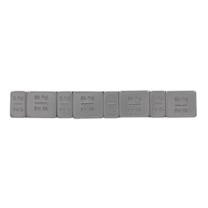Sealey 5/10g Adhesive Wheel Weight Strip of 8 (4 x Each Weight) - Pack of 100 - Zinc Plated Steel - Plastic Coated WWSA510PC