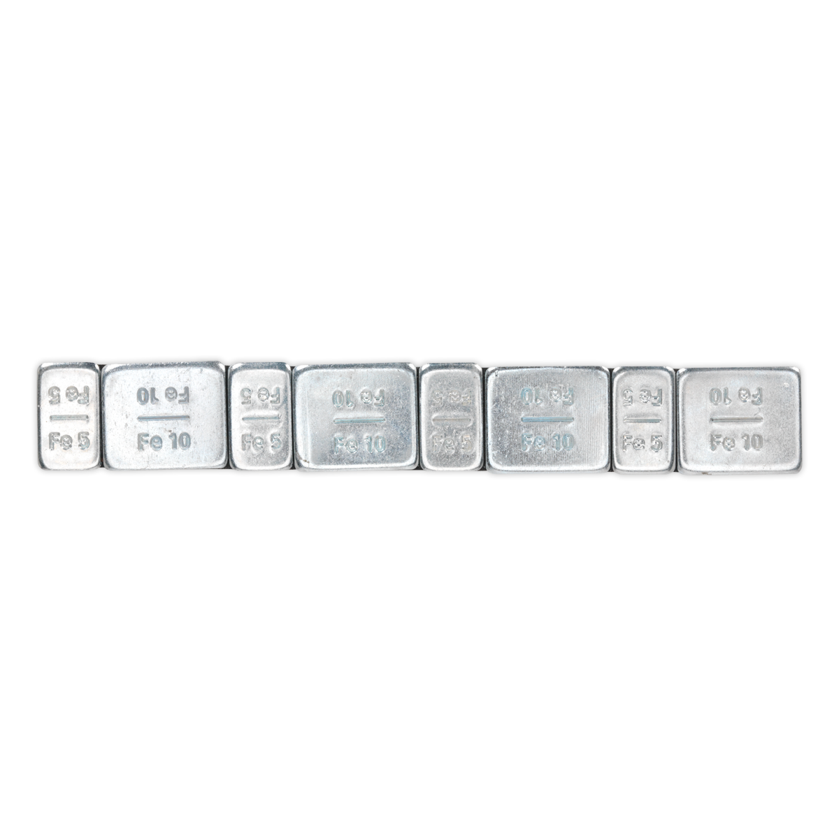 Sealey 5/10g Adhesive Wheel Weight Strip of 8 (4 x Each Weight) - Pack of 100 - Zinc Plated Steel WWSA510