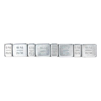 Sealey 5/10g Adhesive Wheel Weight Strip of 8 (4 x Each Weight) - Pack of 100 - Zinc Plated Steel WWSA510