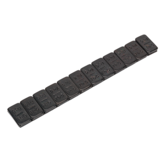 Sealey 5g Adhesive Wheel Weight Strip of 12 - Pack of 50 - Zinc Plated Steel Black WWSA5B