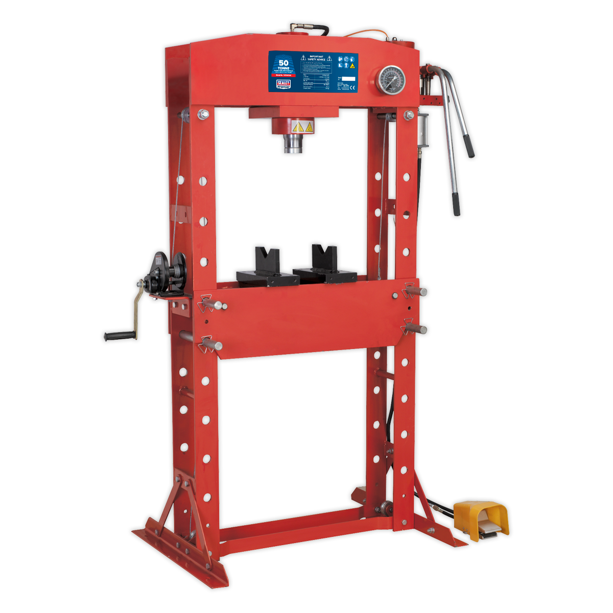 Sealey 50tonne Floor Type Air/Hydraulic Press with Foot Pedal YK509FAH