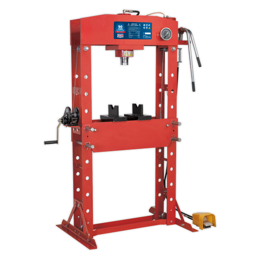 Sealey 50tonne Floor Type Air/Hydraulic Press with Foot Pedal YK509FAH