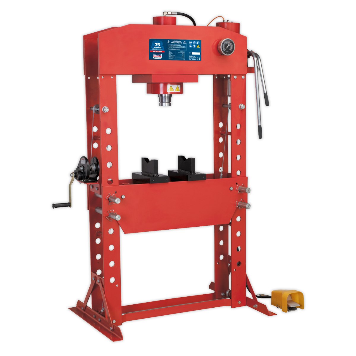 Sealey 75tonne Floor Type Air/Hydraulic Press with Foot Pedal YK759FAH