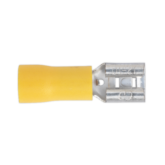 Sealey 6.3mm Yellow Push-On Female Terminal - Pack of 100 YT13