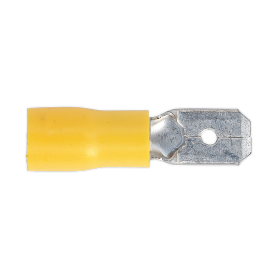 Sealey 6.3mm Yellow Push-On Male Terminal - Pack of 100 YT15