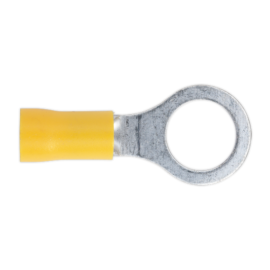 Sealey Ø10.5mm (3/8") Yellow Easy-Entry Ring Terminal - Pack of 100 YT16
