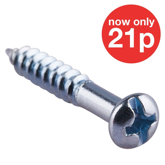Amtech 4mm x 25mm ROUND HEAD WOOD SCREW (16PC) Z0170