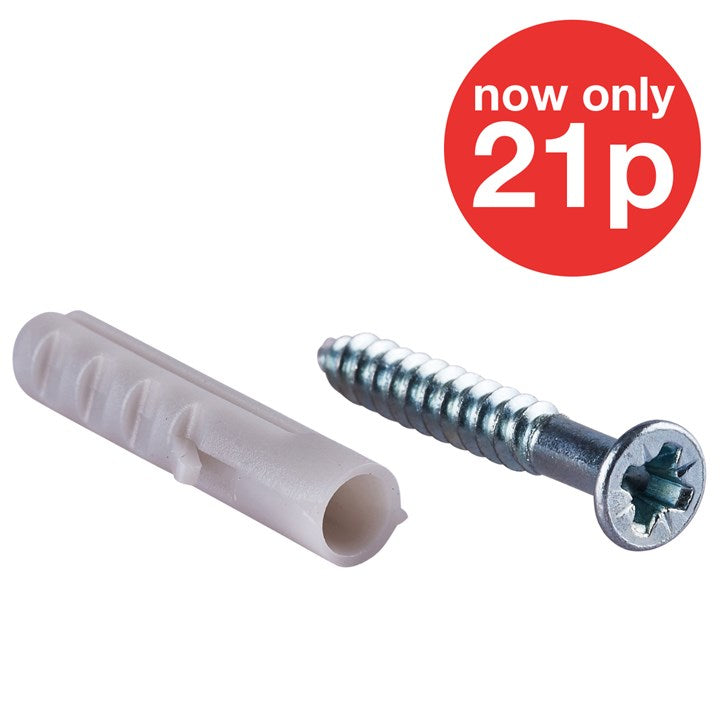 Amtech 3.5mm x 25mm WOOD SCREW (12PC) WITH WALL PLUG 5# (12PC) Z0300