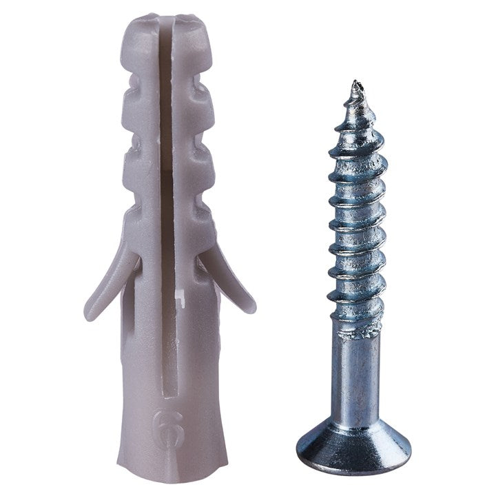 Amtech 4mm x 25mm WOOD SCREW (6PC) WITH WALL PLUG  6# (6PC) Z0305