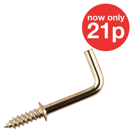 Amtech 16mm BRASS PLATED SHOULDERED SQUARE HOOK (18PC) Z0515
