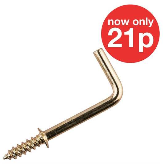 Amtech 22mm BRASS PLATED SHOULDERED SQUARE HOOK (12PC) Z0520