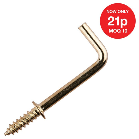 Amtech 25mm BRASS PLATED SHOULDERED SQUARE HOOK (10PC) Z0525