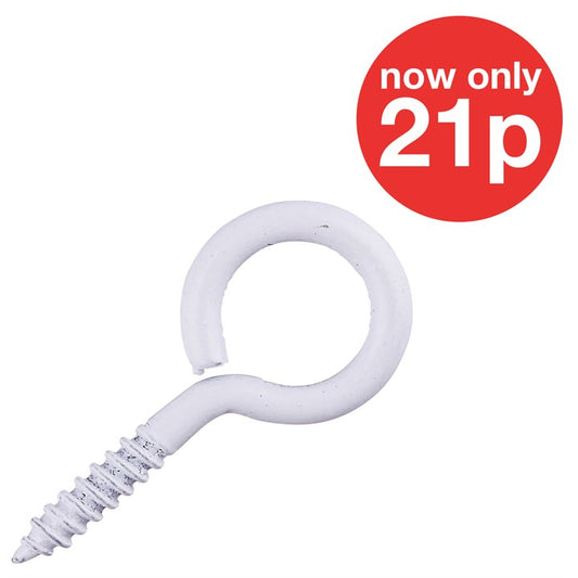 Amtech 25mm EYE SCREW (WHITE) (18PC) Z0575