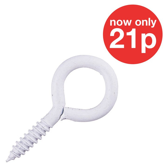 Amtech 40mm EYE SCREW (WHITE) (8PC) Z0585