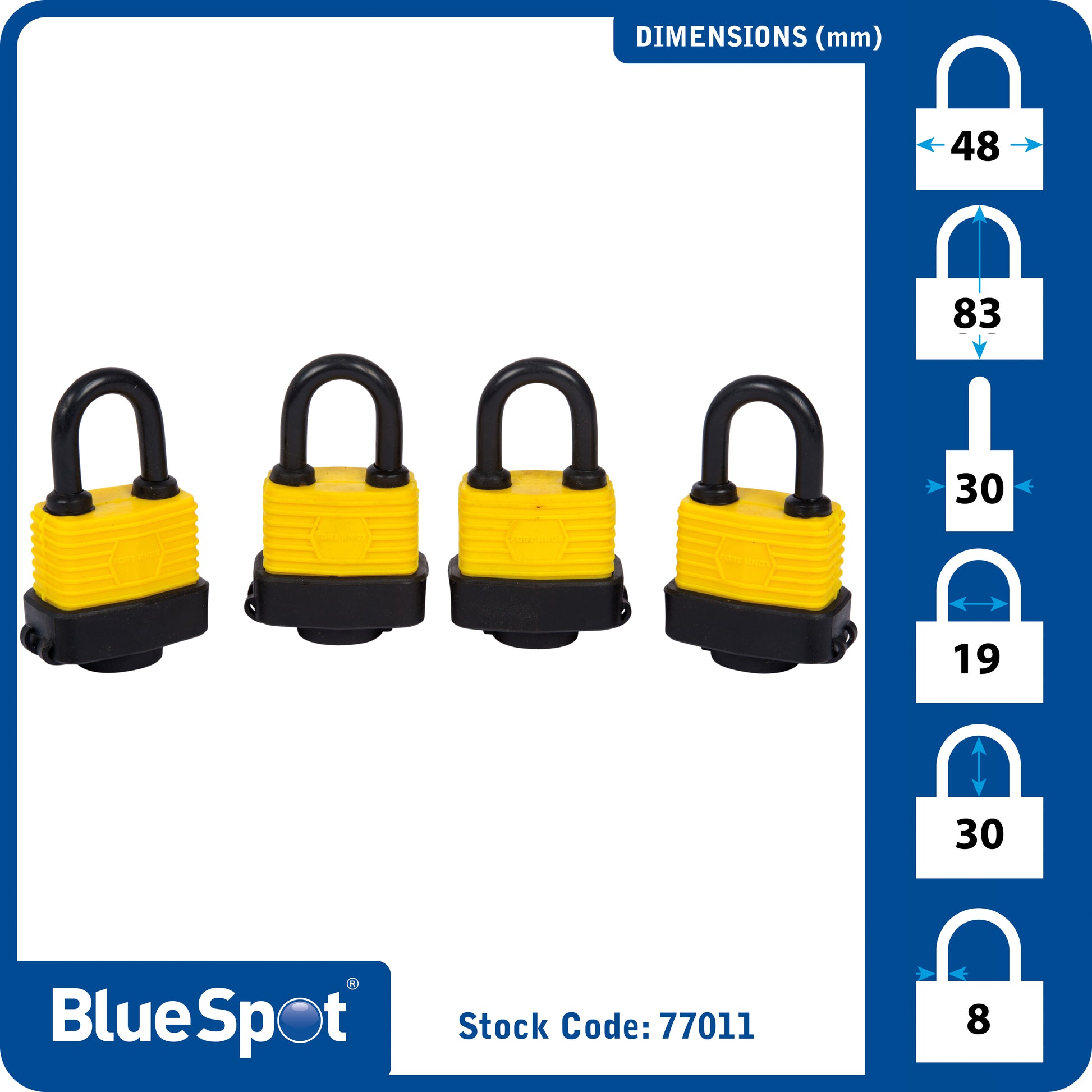 BlueSpot 4 PCE 40mm Weather Resistant Padlocks Keyed Alike 77011