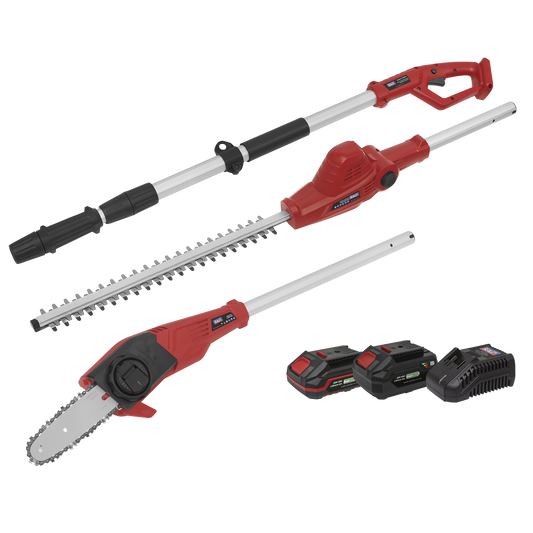 Sealey 20V Telescopic Cordless Hedge Trimmer & Chainsaw Kit - 2 Batteries CP20VTPCOMBO
