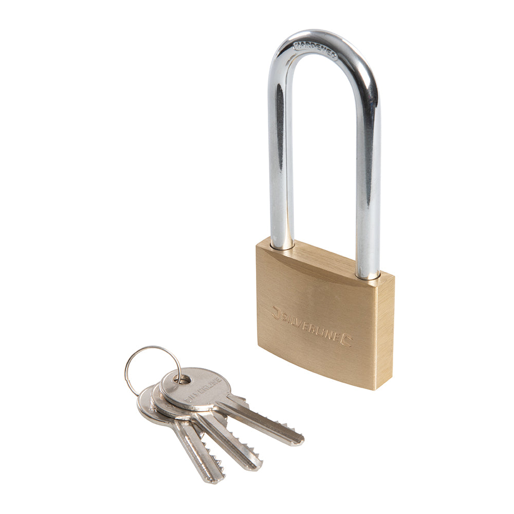 Silverline Brass Padlock Long Shackle 50mm