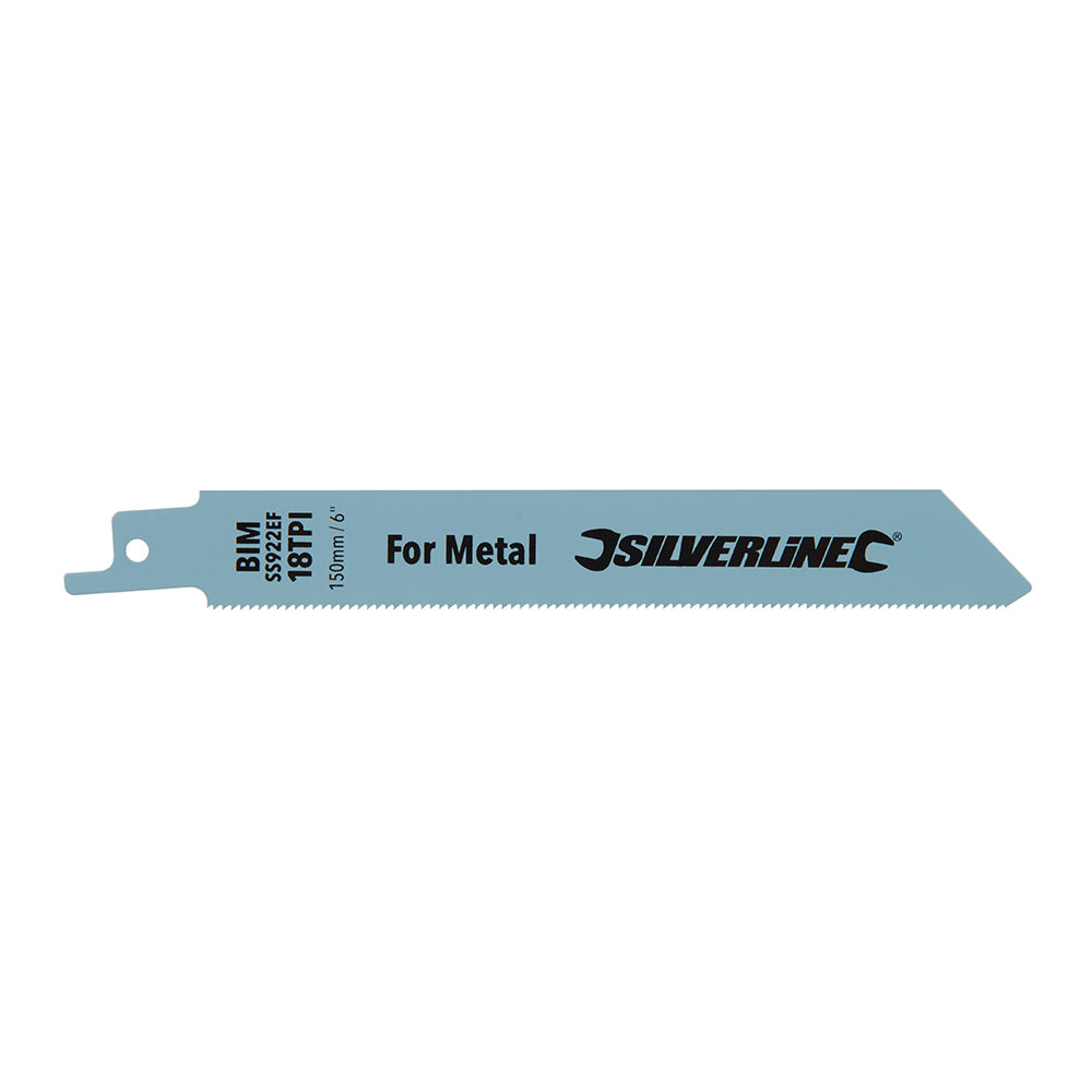 Silverline Recip Saw Blades for Metal 5pk Bi-Metal - 18tpi - 150mm