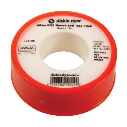 Dickie Dyer White PTFE Thread Seal Tape 10pk 12mm x 12m