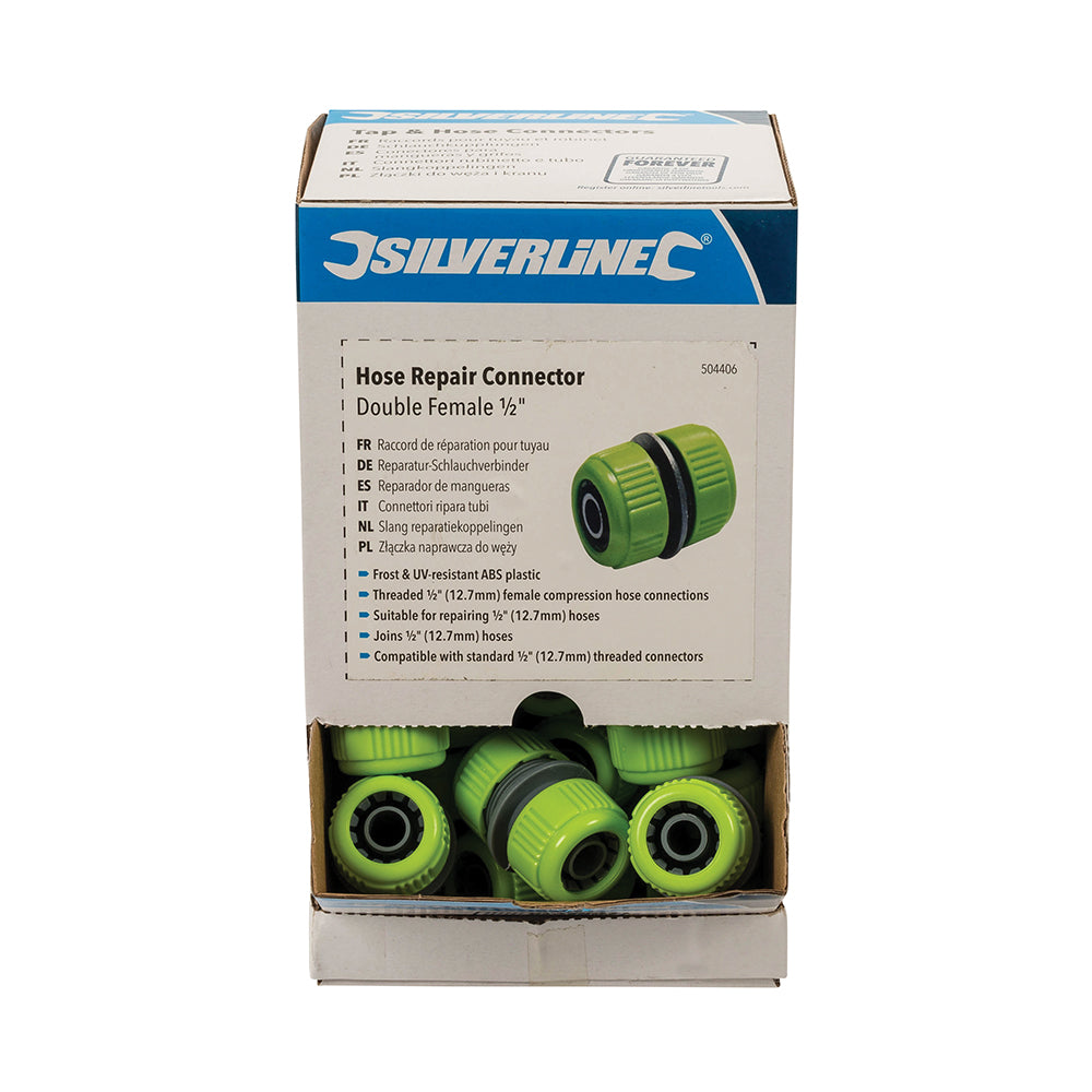 Silverline Hose Repair Connectors 1/2" Display Box 30pce Double Female