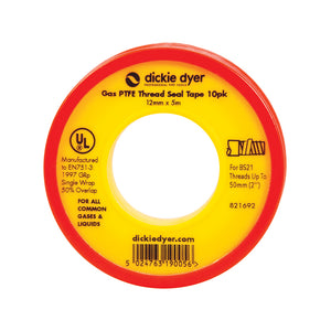 Dickie Dyer Gas PTFE Thread Seal Tape 10pk 12mm x 5m