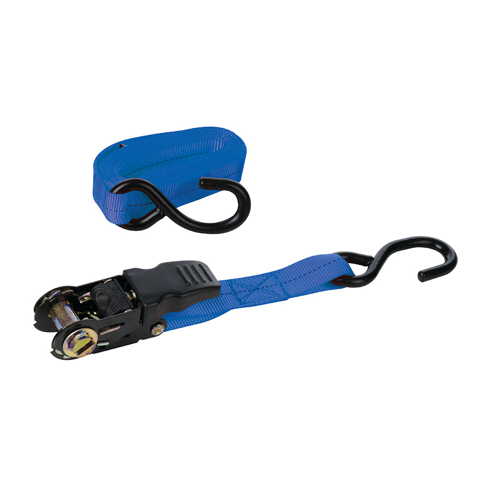 Silverline Rubber-Handled Ratchet Tie Down Strap S-Hook 4.5m x 25mm - Rated 250kg Capacity 500kg