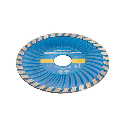 Silverline Turbo Wave Diamond Blade 115 x 22.23mm Castellated Continuous Rim
