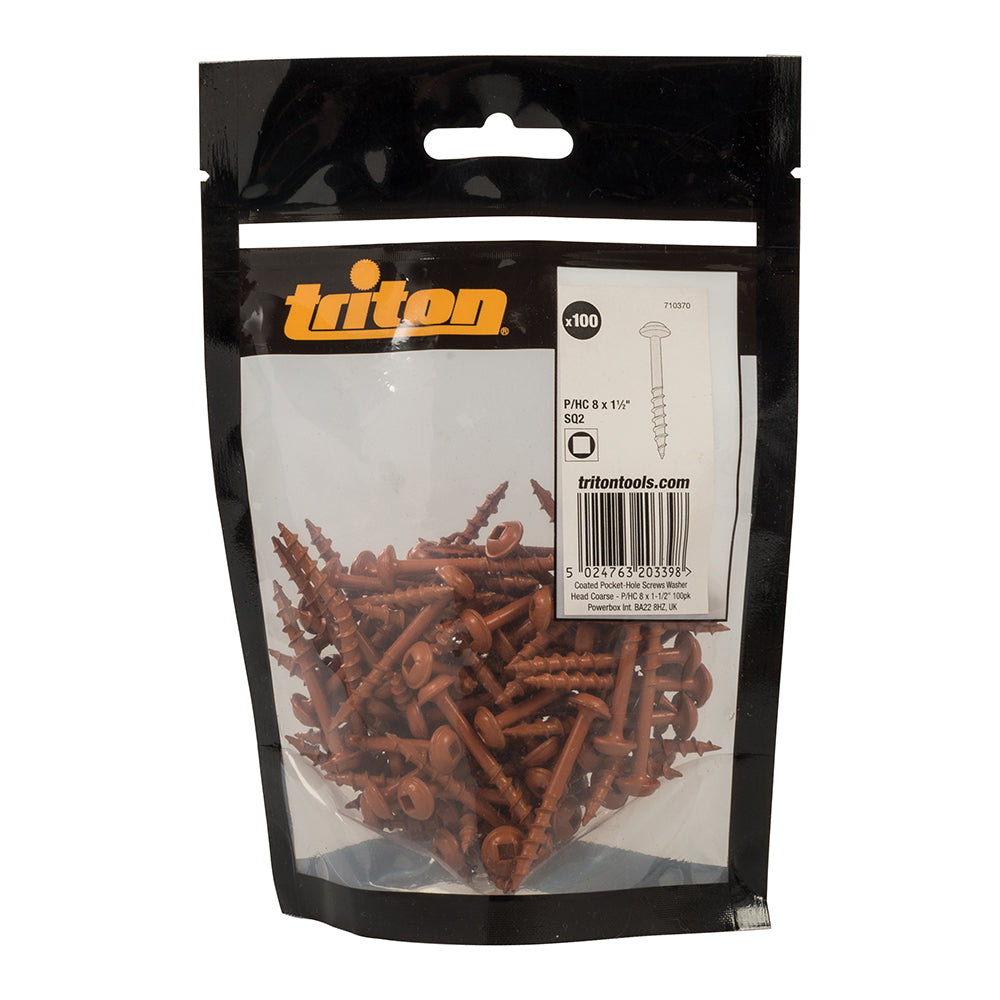 Triton Coated Pocket-Hole Screws Washer Head Coarse P/HC 8 x 1-1/2" 100pk