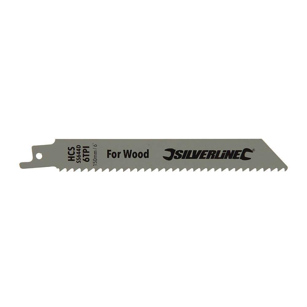 Silverline Recip Saw Blades for Wood 5pk HCS - 6tpi - 150mm