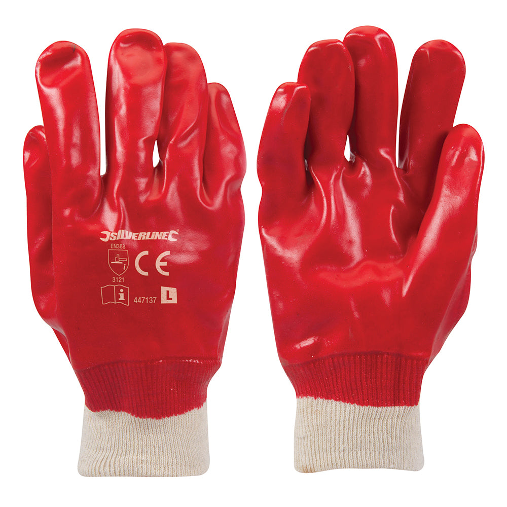 Silverline Red PVC Gloves L 9