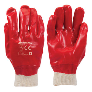 Silverline Red PVC Gloves L 9