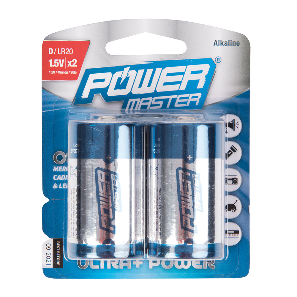 Powermaster D-Type Super Alkaline Battery LR20 2pk 2pk