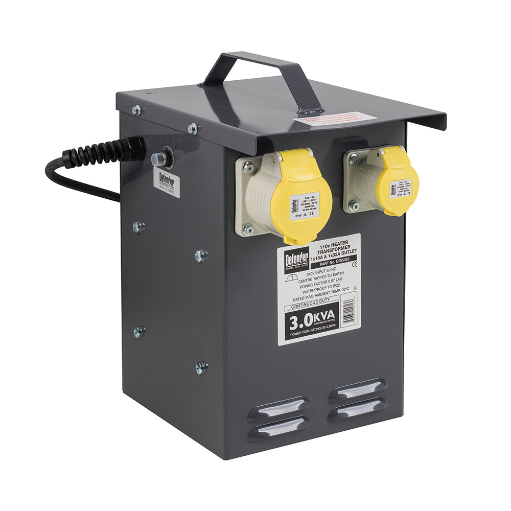 Defender 3kVA Metal Heater Transformer 110V 16A / 32A
