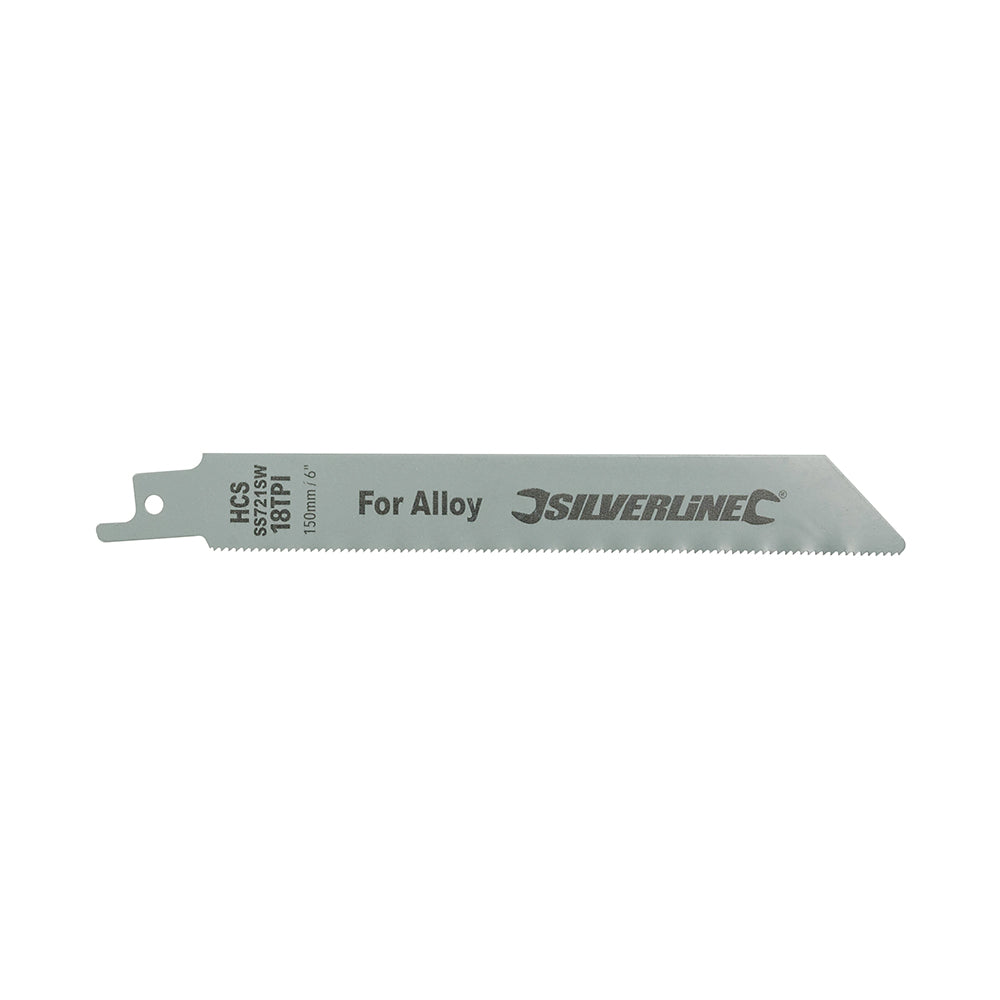 Silverline Recip Saw Blades for Alloy 5pk HCS - 18tpi - 150mm