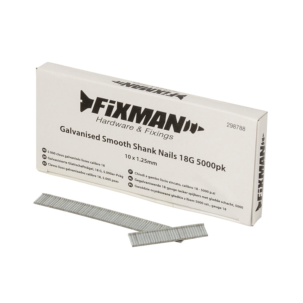 Fixman Galvanised Smooth Shank Nails 18G 5000pk 10 x 1.25mm