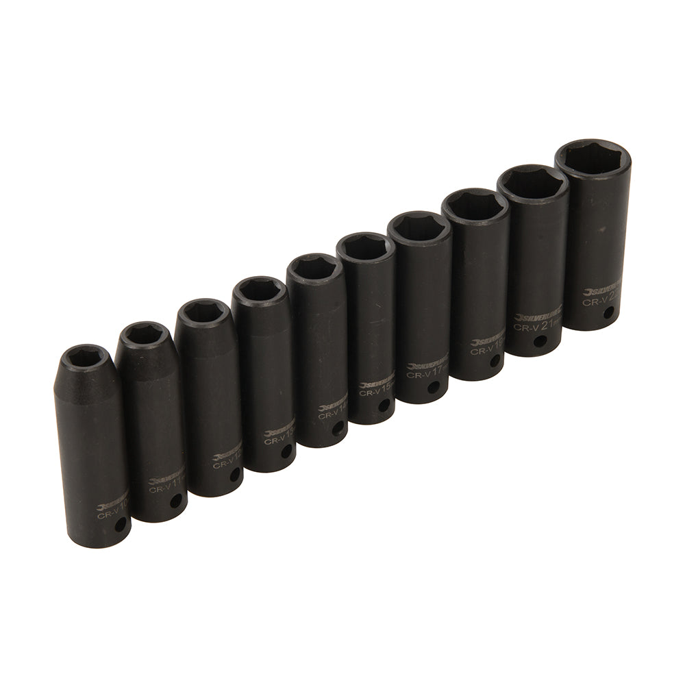 Silverline Deep Impact Socket Set 1/2" Drive 6pt Metric 10pce 10 - 22mm