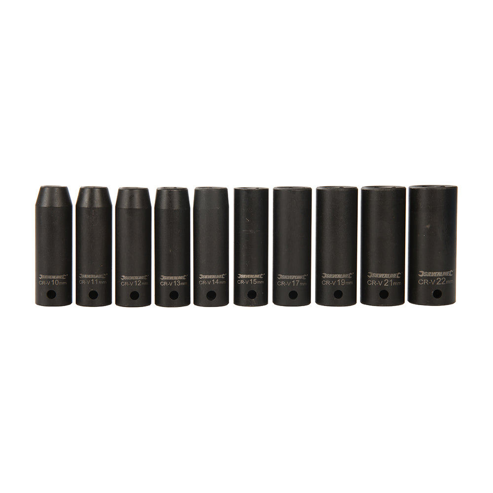 Silverline Deep Impact Socket Set 1/2" Drive 6pt Metric 10pce 10 - 22mm