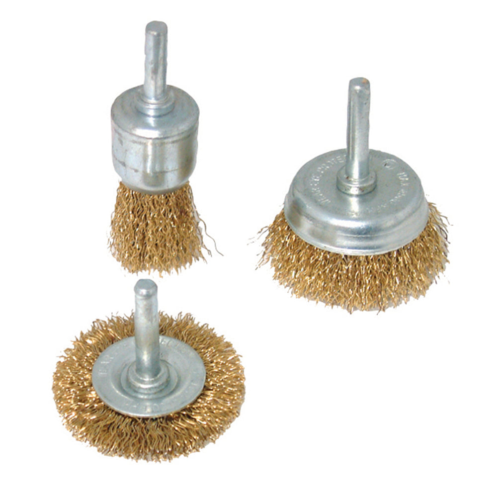 Silverline Brassed Steel Wire Wheel & Cup Brush Set 3pce 3pce