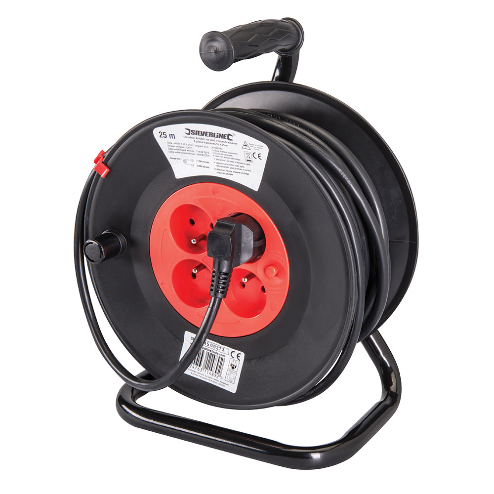 Powermaster French Type E Cable Reel 230V 16A 25m 4 CEE 7/5 Sockets