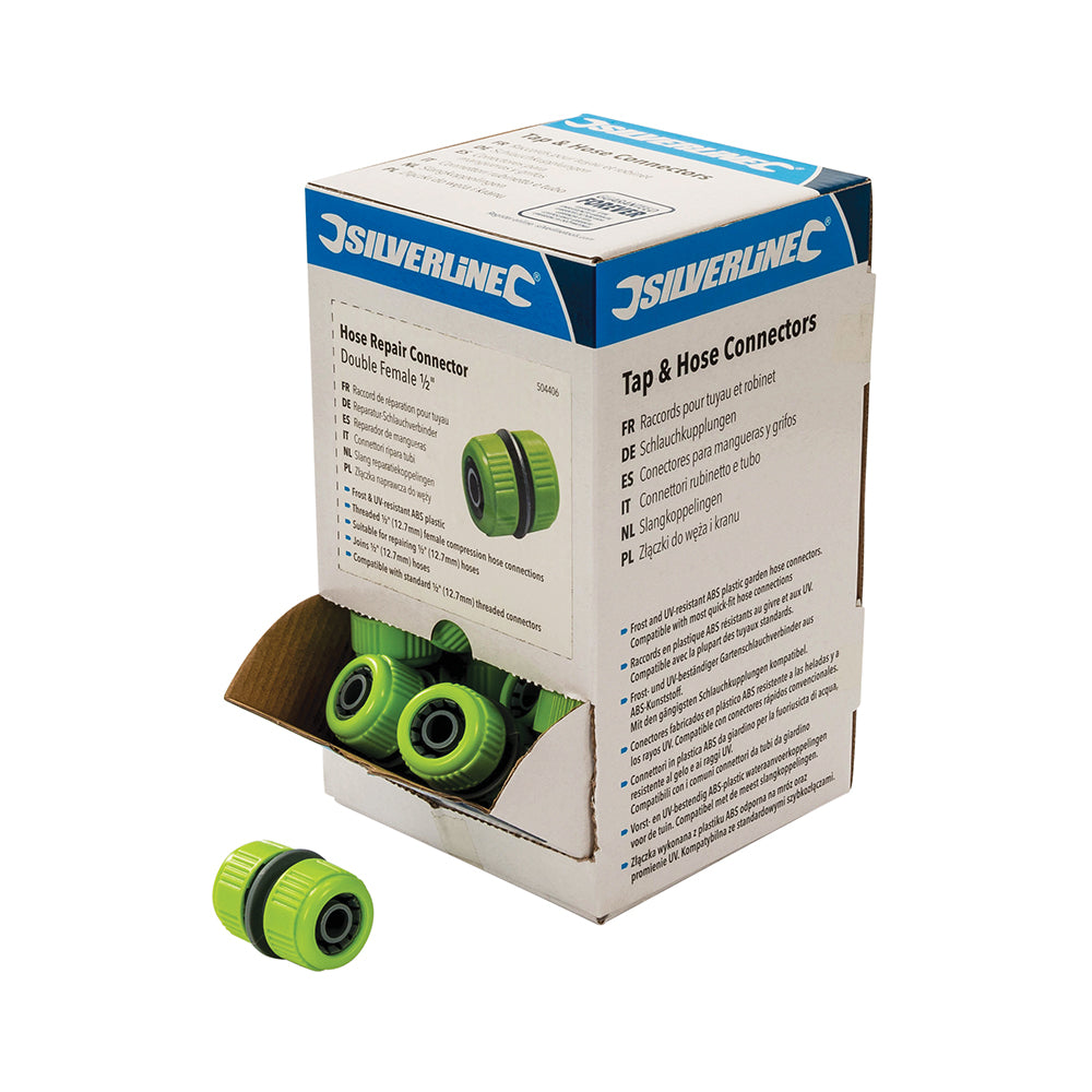 Silverline Hose Repair Connectors 1/2" Display Box 30pce Double Female